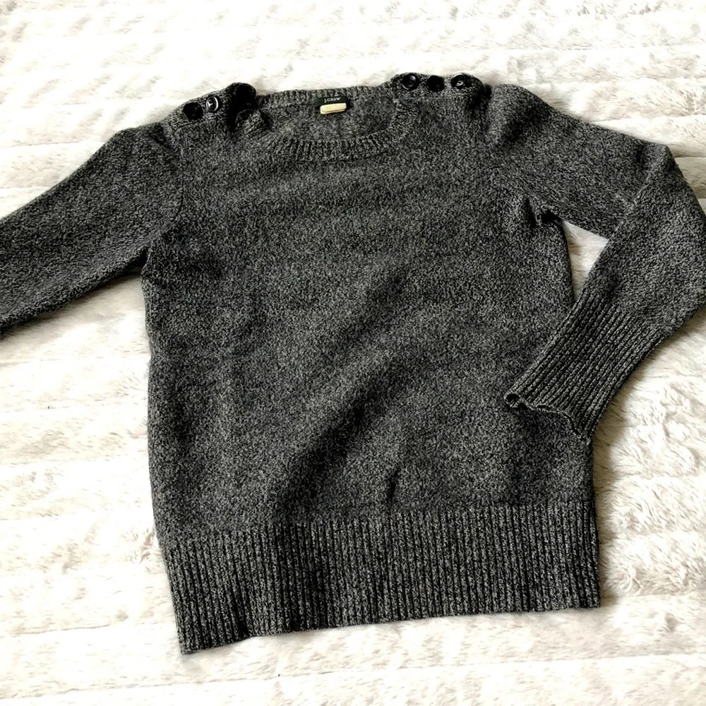 J.‎ Crew Merino Wool Crewneck w/ shoulder buttons